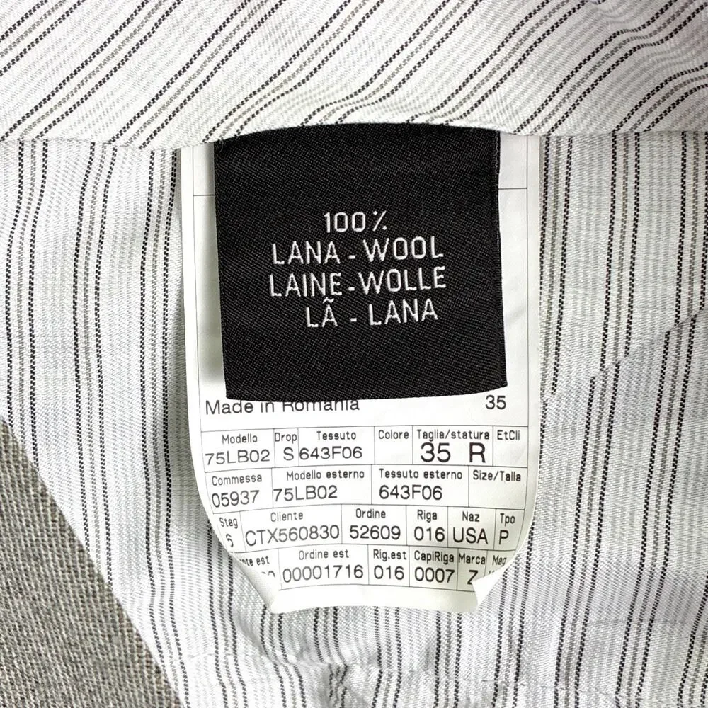 Ermenegildo Zegna Pants Mens 35 Gray Wool Trousers Luxury Preppy Old Money